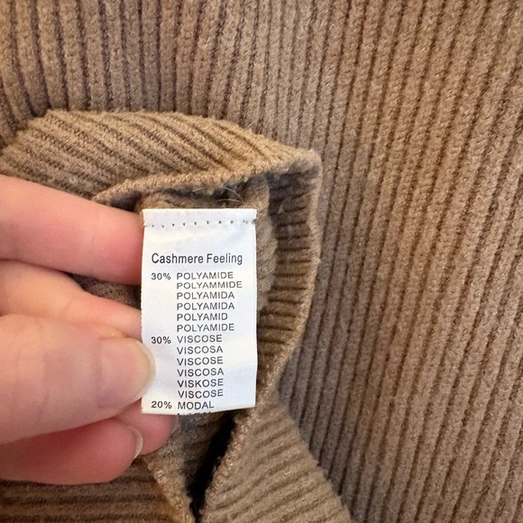 Cashmere-feel Luxe Soft Ribbed Knit Light Brown Sweater | Scandi Girl | Feminine - Picture 8 of 8